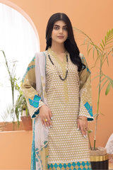 3-Pc Printed Lawn Unstitched With Chiffon Dupatta CP22-026