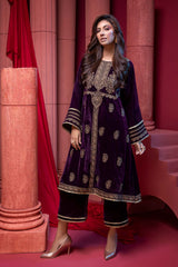 2 Pc Embroidered Velvet Suit VVT21-10