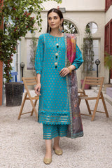 3-Pc Cotton Broshia Shirt With Cotton Trouser and Cotton Net Printed Dupatta CPM23-26