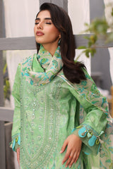 3-PC Unstitched Embroibered Lawn Shirt with Printed Chiffon Dupatta CCS4-01