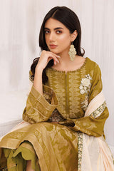 3-Pc charizma Embroidered Lawn Jacquard With Fancy Dupatta CBN23-03
