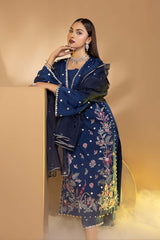 3-PC Embellished Shirt With Organza Dupatta and Shamoze Trouser STM23-03