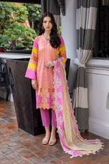 3-Pc Unstitched Embroidered Lawn Suit With Chiffon Dupatta CCS22-52