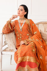 3-Pc Charizma Unstitched Embroidered Chiffon Shirt with Dyed Chiffon Dupatta CZP3-01