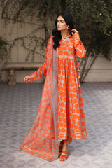 3-Pc Lawn Printed Long Shirt With Printed Lawn Trouser and Cotton Net Dupatta CPM23-20 B