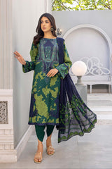 3-Pc Charizma Unstitched Embroidered Lawn Shirt With Embroidered Chiffon Dupatta AN23-18