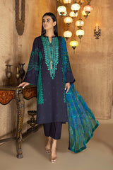 3 PC Unstitch Embroidered Lawn Shirt with Chiffon Dupatta AN22-08