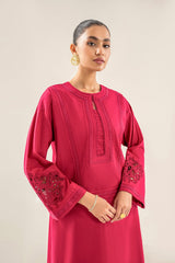 2-Pc Embroidered Cotton Shirt with Plain Trouser CNP-3-017