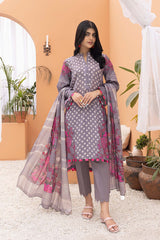 3-Pc Printed Lawn Unstitched With Voil Dupatta CP22-019