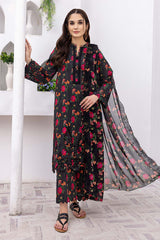 3-Pc Unstitched Printed Embroidered Lawn Suit With Embroidered Chiffon Dupatta CRB23-11A