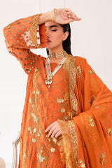 3-Pc Charizma Unstitched Embroidered Chiffon Shirt with Dyed Chiffon Dupatta CZP3-01