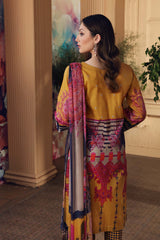 3 Pc Unstitched Embroidered Lawn With Chiffon Dupatta SH-11