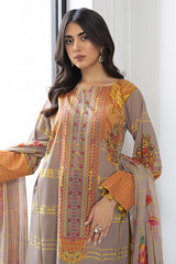 3-Pc Charizma Unstitched Printed Lawn With Chiffon Dupatta CP23-50