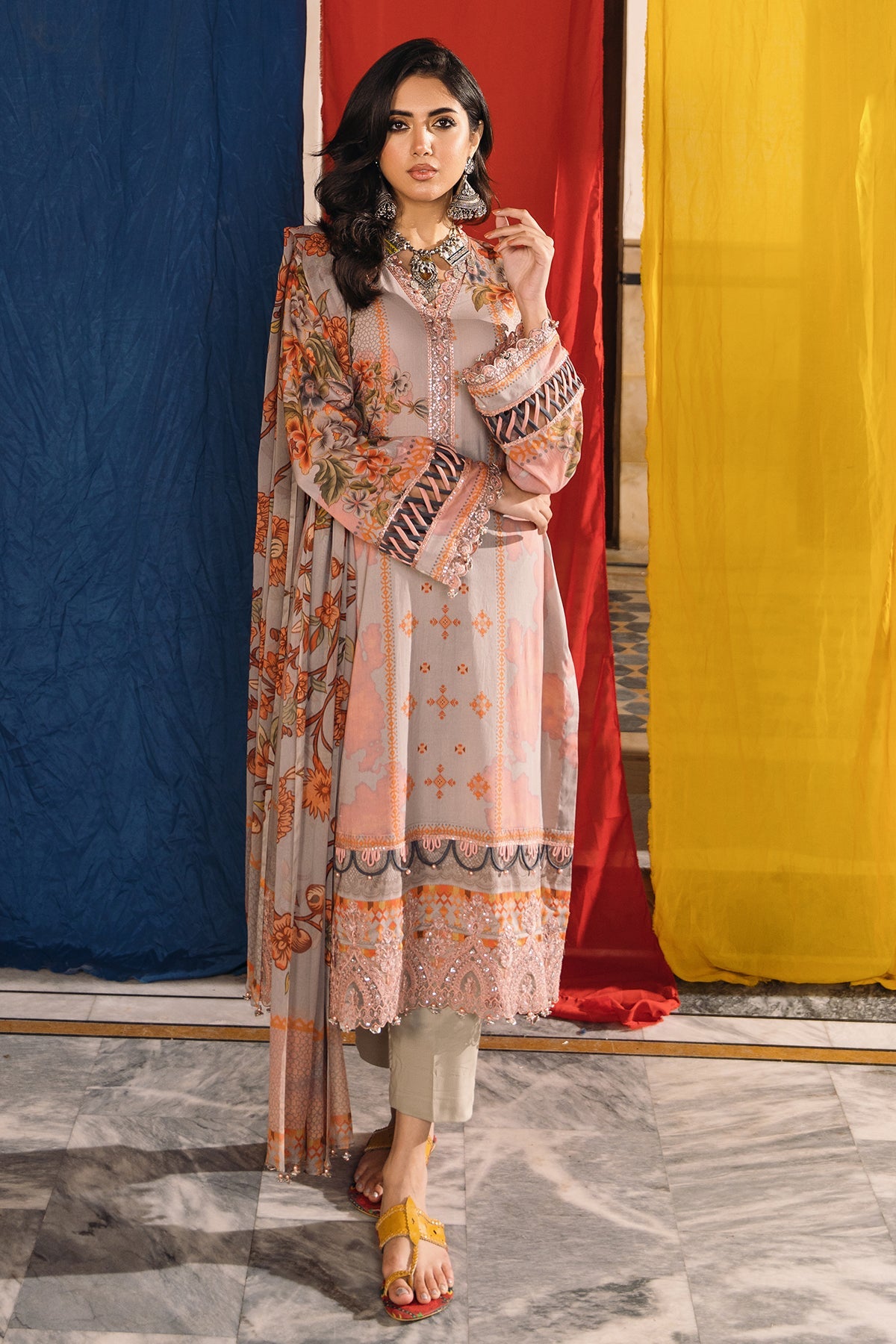 3-PC Unstitched Chunri Embroidered Lawn Collection CH4-06