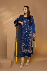 3-PC Embellished Shirt With Organza Dupatta and Shamoze Trouser STM23-03