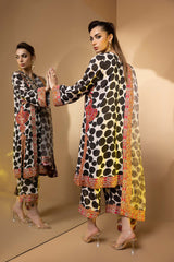 3-Pc Embroidered Printed Raw Silk Shirt With Organza Duppata and Qlot Trouser STM22-16