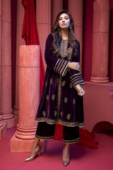 2 Pc Embroidered Velvet Suit VVT21-10