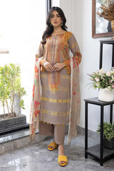 3-Pc Charizma Unstitched Printed Lawn With Chiffon Dupatta CP23-50