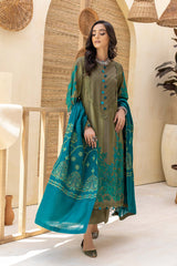 3-Pc Unstitched Khaddar With Embroidered Pashmina Shawl CKD22-05