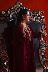 3-PC Embroidered Velvet Shirt with Embroidered Chiffon Dupatta and Trouser VVT-3-210