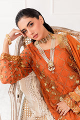 3-Pc Charizma Unstitched Embroidered Chiffon Shirt with Dyed Chiffon Dupatta CZP3-01