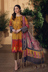 3 Pc Unstitched Embroidered Lawn With Chiffon Dupatta SH-11