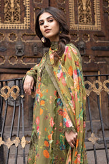 3-Pc Unstitched Printed Embroidered Lawn Suit With Embroidered Chiffon Dupatta CRB23-02