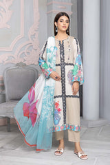 3-Pc Printed Lawn Unstitched With Lawn Dupatta CP22-95