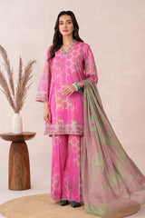 3-PC Unstitched Printed Lawn Shirt with Chiffon Dupatta and Trouser CPS3-35