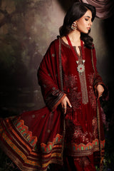 3 Pc Unstitched Embroidered Velvet With Embroidered Chiffon Dupatta CVT3-03