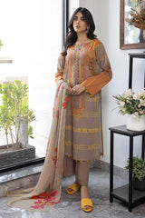 3-Pc Charizma Unstitched Printed Lawn With Chiffon Dupatta CP23-50