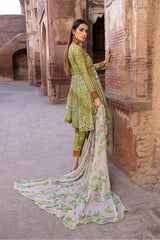 3-Pc Tiger Printed Lawn Shirt With Lawn Trouser and Chiffon Dupatta FFP23-22A