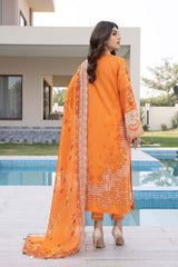 3-Pc Embroidered Lawn Unstitched with Chiffon Dupatta CC22-03
