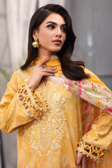 3-PC Unstitched Embroibered Lawn Shirt with Printed Chiffon Dupatta CCS4-07