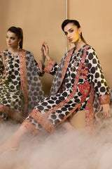 3-Pc Embroidered Printed Raw Silk Shirt With Organza Duppata and Qlot Trouser STM22-16