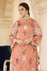 3-Pc Lawn Embroidered Shifli Shirt With Straight Trouser and Chiffon Dupatta EDP23-30