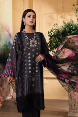 3 Pc Unstitched Embroidered Lawn With Chiffon Dupatta SH-14