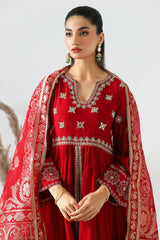 3-PC Embroidered Raw-Silk Shirt with Organza Dupatta with Trouser CMA-3-71