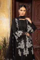 3 Pc Unstitched Embroidered Lawn With Chiffon Dupatta CQ-08