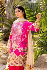 3-Pc Charizma Unstitched Embroidered Lawn Shirt With Embroidered Chiffon Dupatta AN23-21