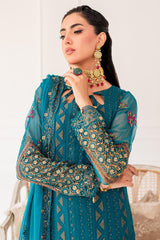 3-Pc Charizma Unstitched Embroidered Chiffon Shirt with Dyed Chiffon Dupatta CZP3-04