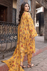 3-Pc Unstitched Printed Embroidered Lawn Suit With Embroidered Chiffon Dupatta CRB23-06