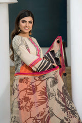 3-Pc Printed Lawn Unstitched With Lawn Dupatta CP22-86