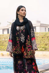 3-Pc Charizma Unstitched Printed Lawn With Embroidered Chiffon Dupatta PEC23-01