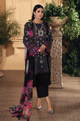 3 Pc Unstitched Embroidered Lawn With Chiffon Dupatta SH-14