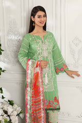 3-piece Unstitched Embroidered Swiss With Chiffon Dupatta CM-10