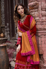 3 Pc Embroidered Leather with Woven Shawl PS-08