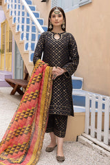 3-Pc Cotton Broshia Shirt With Cotton Trouser and Cotton Net Printed Dupatta CPM23-24