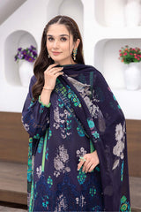 3-Pc Unstitched Printed Embroidered Lawn Suit With Embroidered Chiffon Dupatta CRB23-20