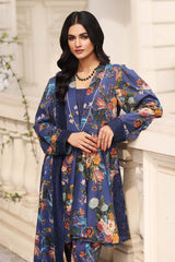 3-Pc Unstitched Printed Embroidered Lawn Suit With Embroidered Chiffon Dupatta CRB23-01